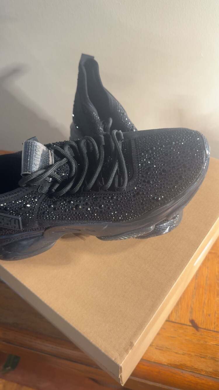 Steve Madden Maxima-R Rhinestone Fashion Sneakers in Black
